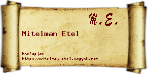 Mitelman Etel névjegykártya